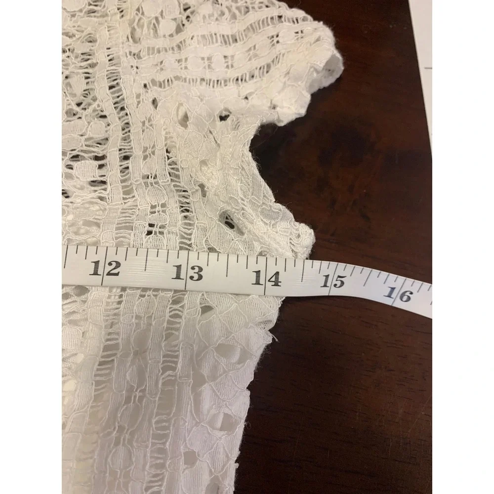White Lace Boho Fit and Flare Dress  Size L‎ 14 Girls Zipper Back Special Event